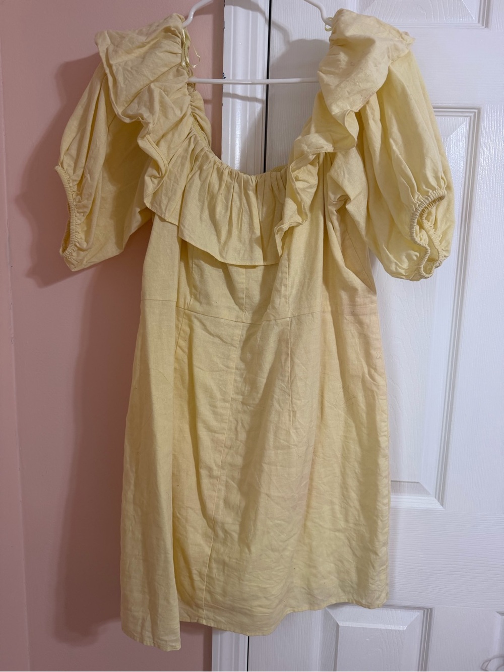 Yellow Ruffle Off-Shoulder Mini Dress - Picture 6 of 6